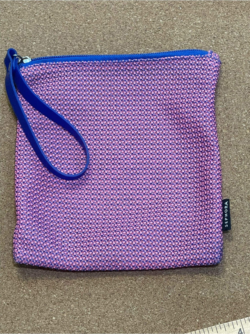 Sephora Pink & Blue Woven Mesh Wristlet Pouch